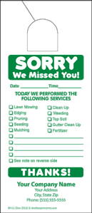 Door Hanger Sorry We Missed You Dh L1