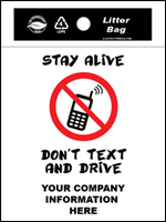 Don't text and drive litter bags